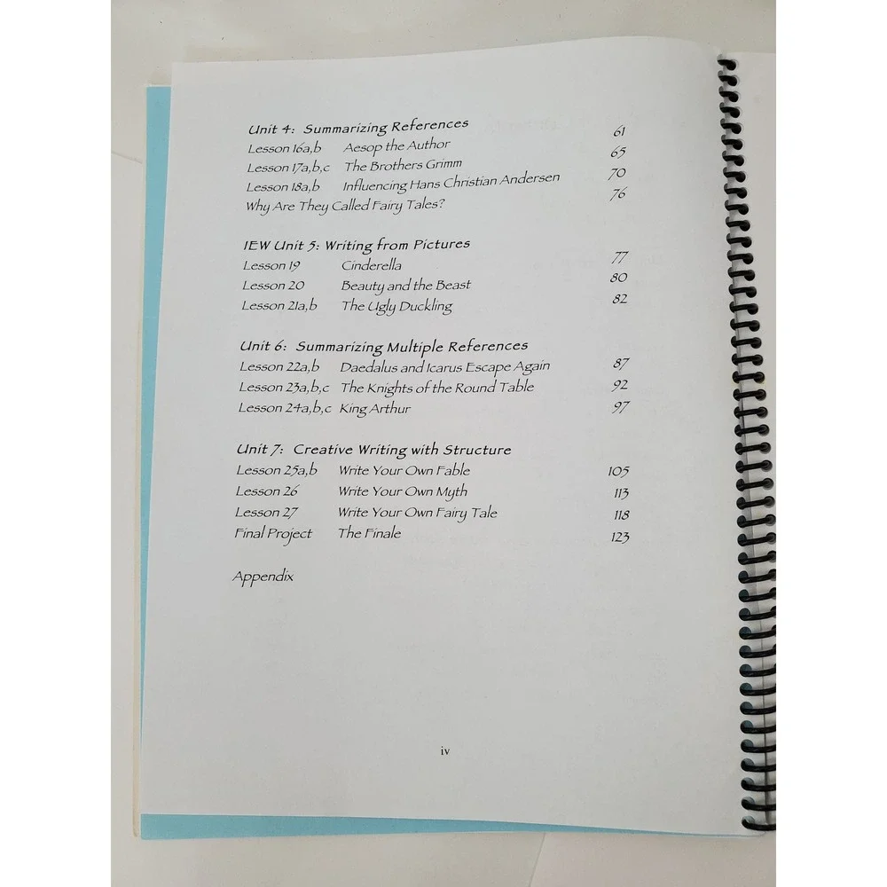 IEW Fables Myths and Fairy Tales Writing Lessons Maria Gerber Spiral Bound 2008
